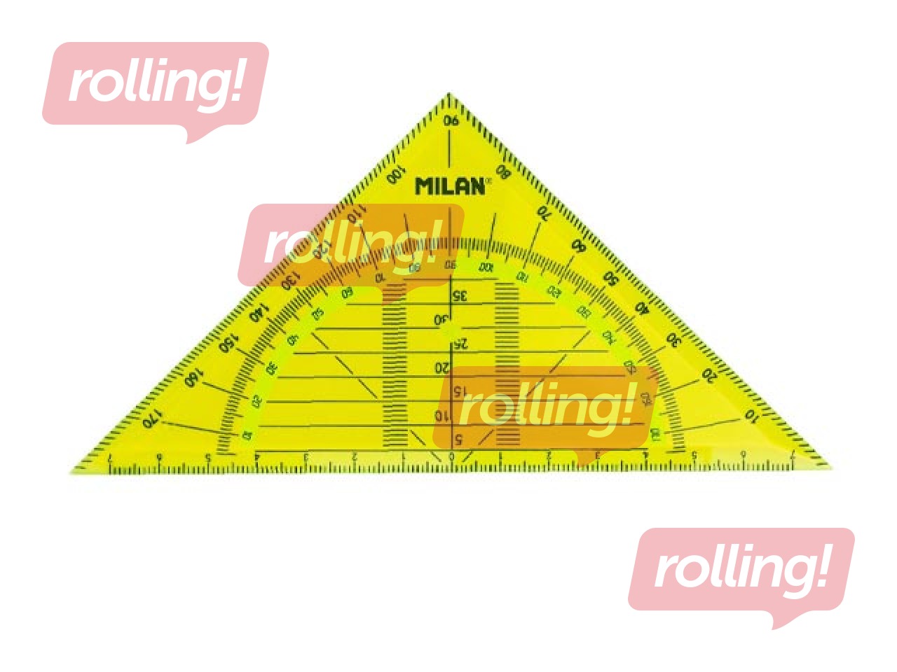 Triangle ruler + protractor Milan, yellow, 14cm, 180°