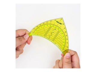 Triangle ruler + protractor Milan, yellow, 14cm, 180°