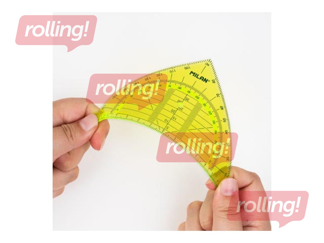 Triangle ruler + protractor Milan, yellow, 14cm, 180°
