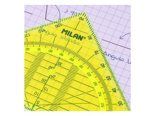 Triangle ruler + protractor Milan, yellow, 14cm, 180°