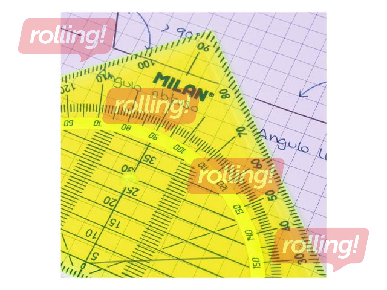Triangle ruler + protractor Milan, yellow, 14cm, 180°