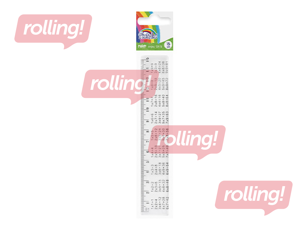 Lineāls Fiorello, plastmasas, caurspīdīgs, ar reizrēķinu, 15cm