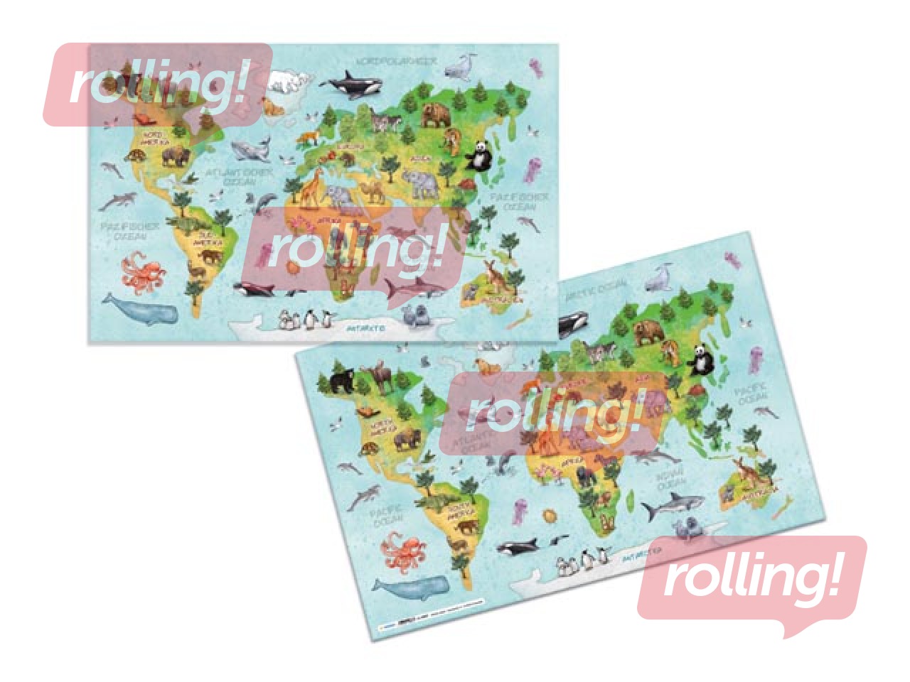 Desk pad with World map, 55x35cm