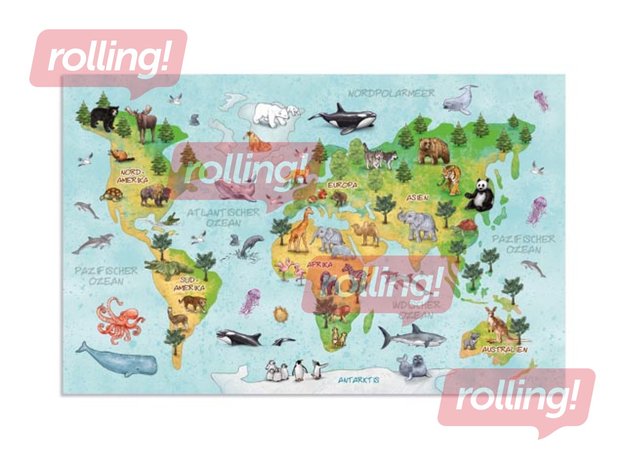 Desk pad with World map, 55x35cm