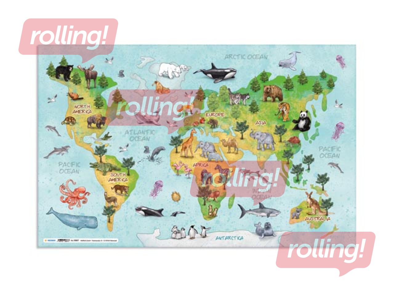 Desk pad with World map, 55x35cm