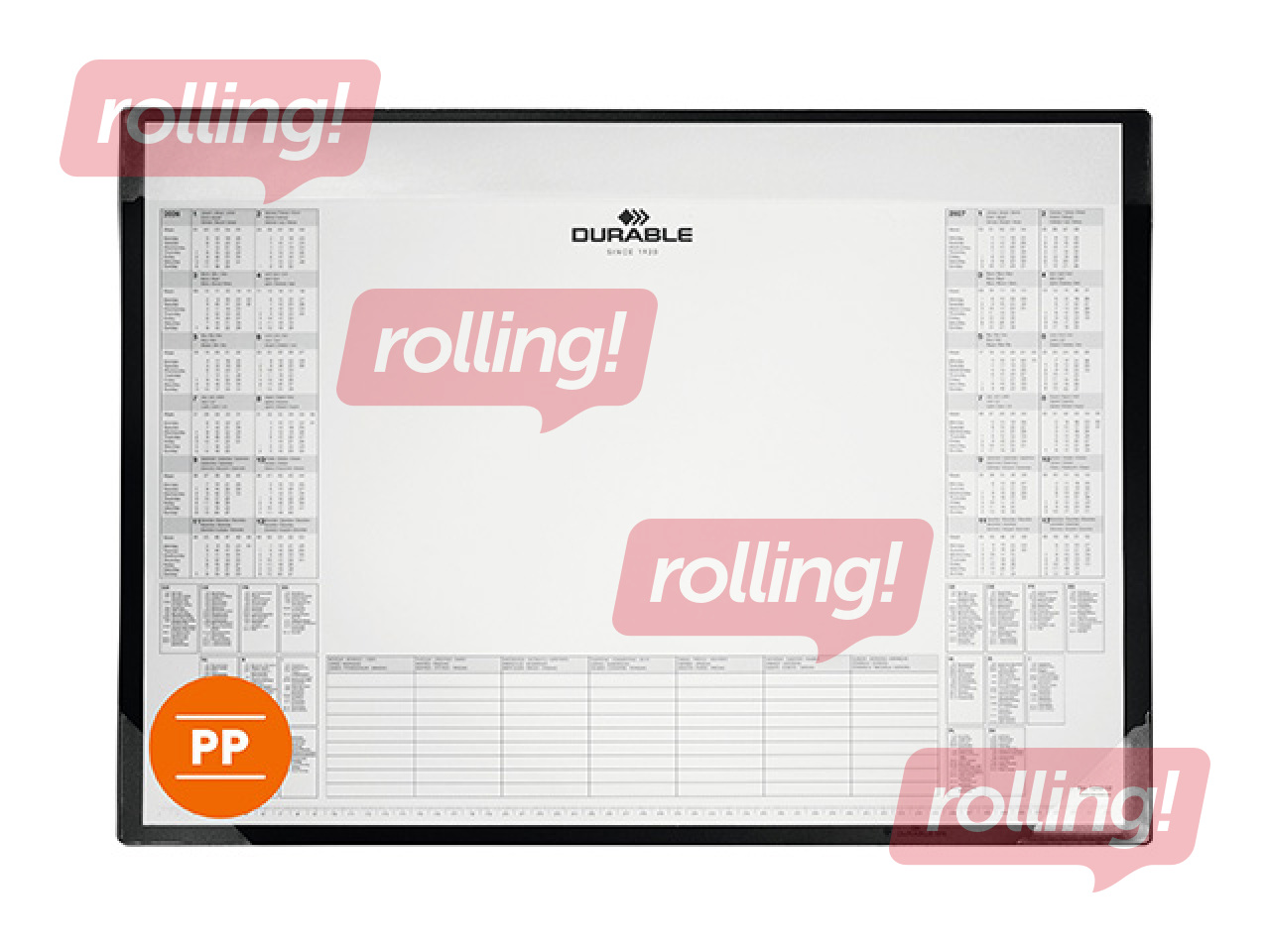 Desk mat Durable with calendar, black, 60x43cm