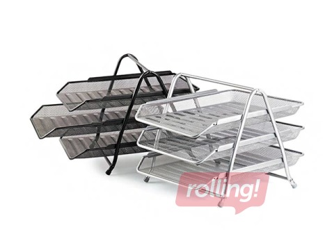 Dokumentu plauktu komplekts Forpus 3, metāla, sudrabs