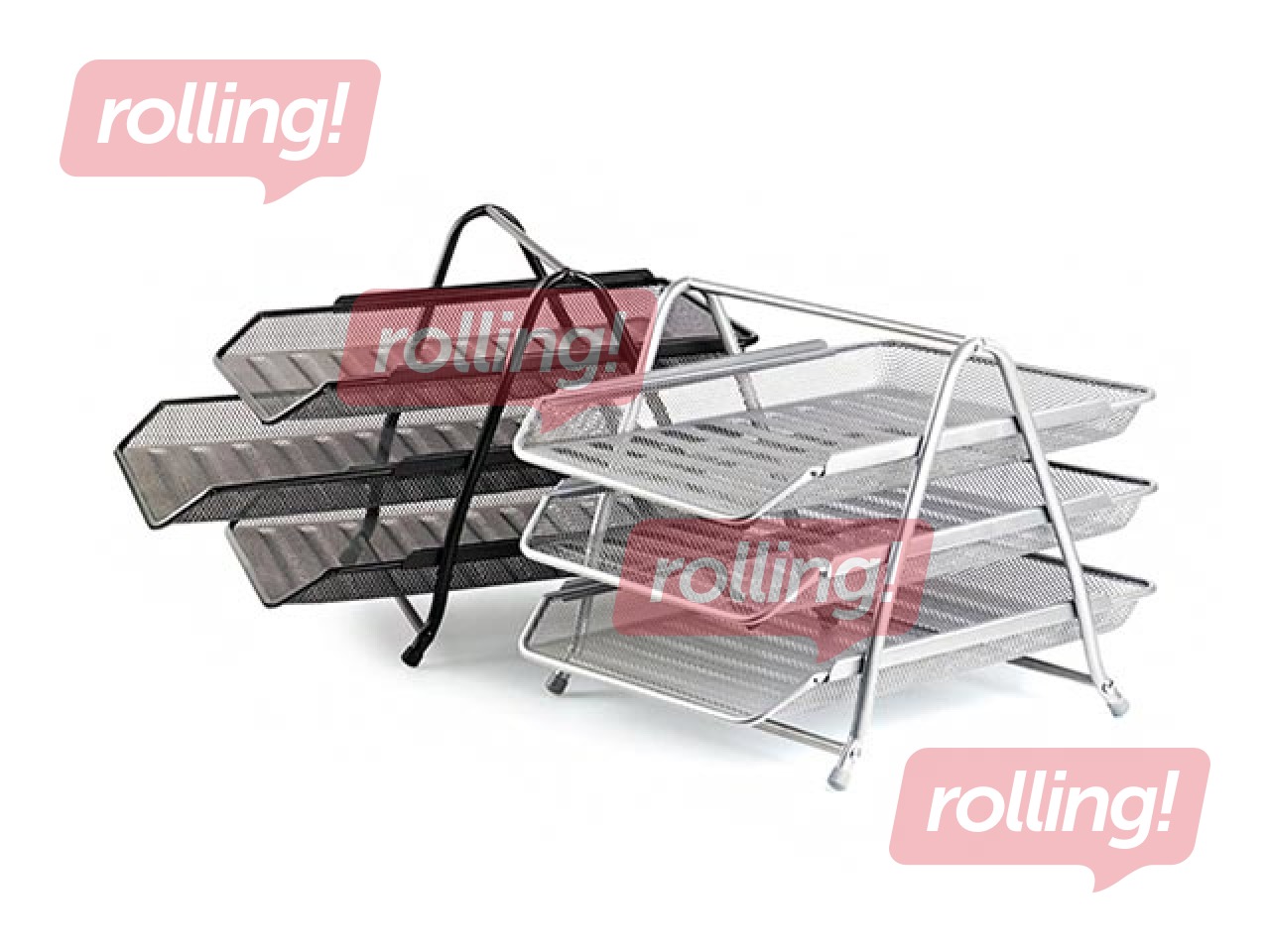 Dokumentu plauktu komplekts Forpus 3, metāla, sudrabs