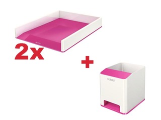 Dokumendisahtel Leitz WOW, valge/roosa + KINGITUS! Osta kirjaalused Leitz WOW ja saa kingitus!