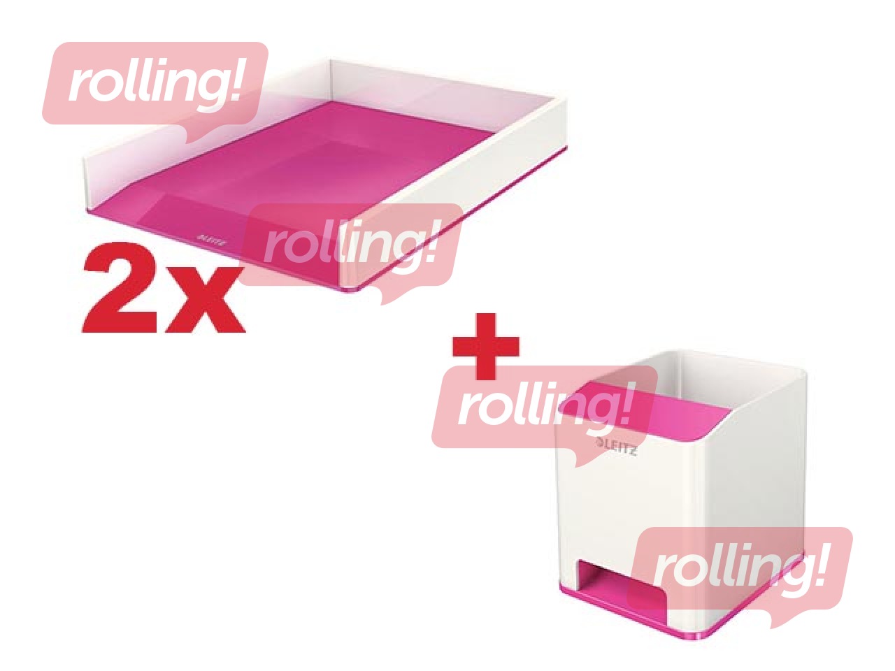 Dokumendisahtel Leitz WOW, valge/roosa + KINGITUS! Osta kirjaalused Leitz WOW ja saa kingitus!