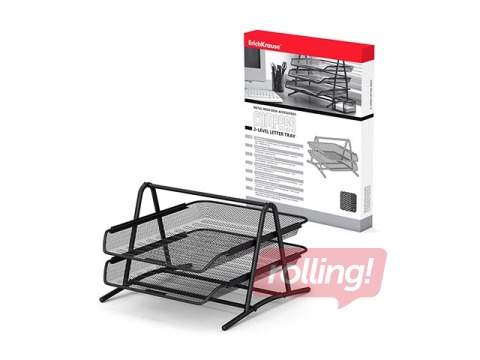 Лоток металлический для бумаг ErichKrause, 2-х уровневый, черный