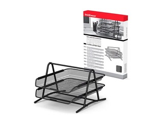 Лоток металлический для бумаг ErichKrause, 2-х уровневый, черный