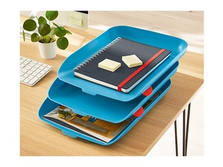 Leitz Cosy Letter Tray, Set of 3, calm blue