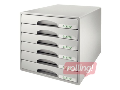 Dokumentu plauktu komplekts Leitz Plus, 6 atvilktnes, pelēks