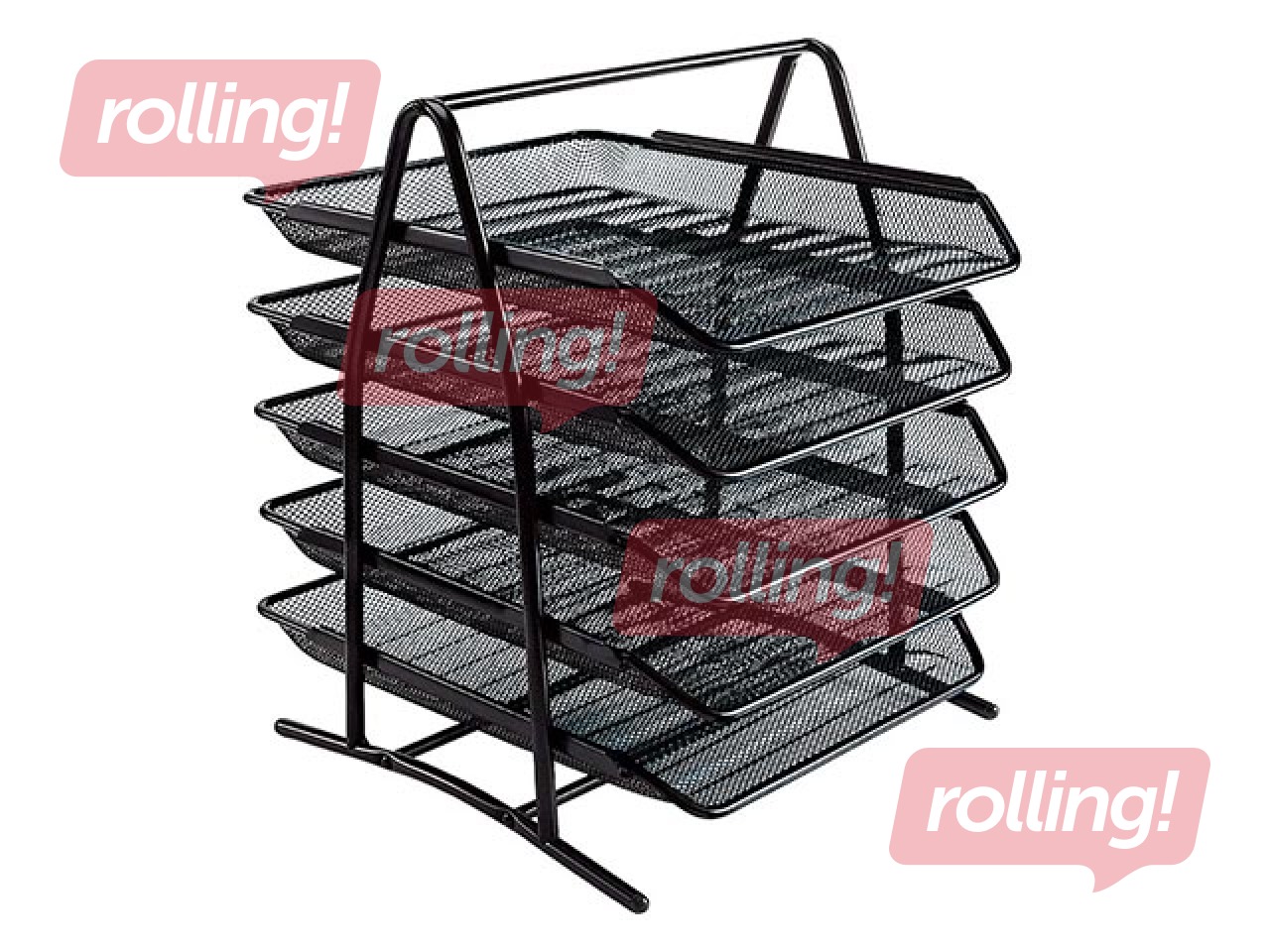 Dokumentu plauktu komplekts Grand, metāla, 5 plaukti, melns