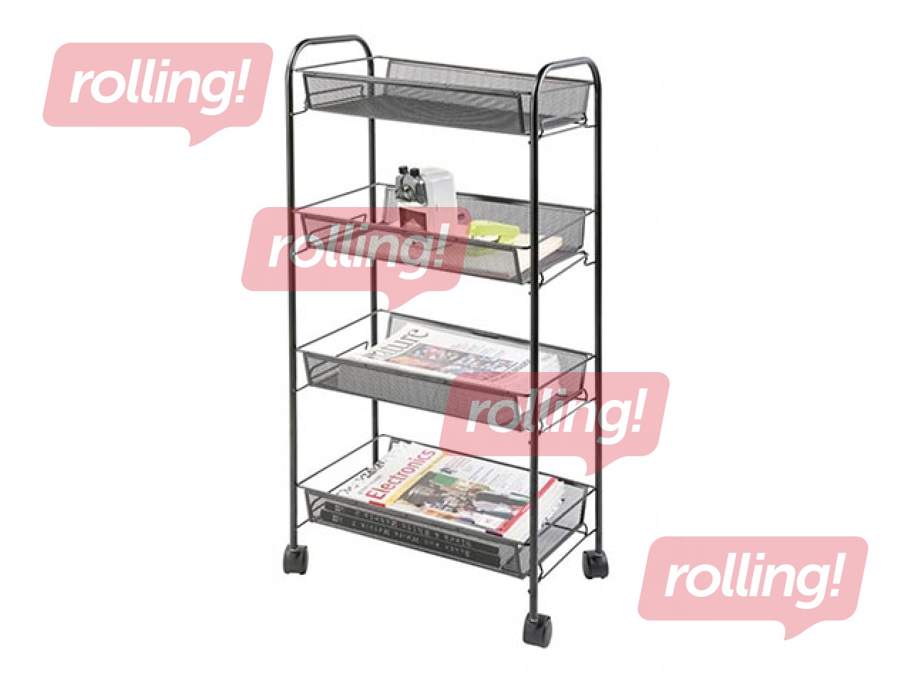 Dokumendiriiul Q-Connect ratastega, metall, must