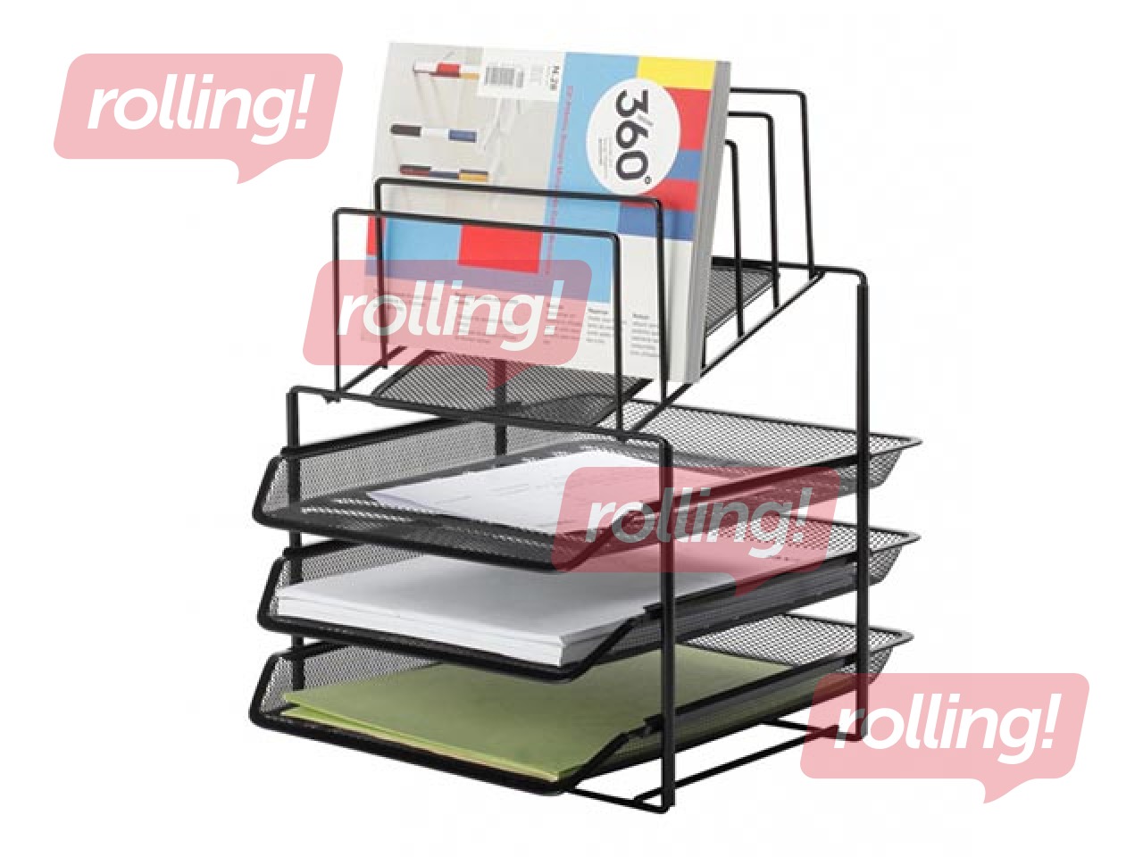 Бокс для документов Q-Connect, металл, 3 полки, черный