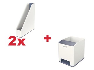 Dokumentu statīvs Leitz WOW, balts/pelēks + AKCIJA! Pērc dokumentu statīvus saņem dāvanu!