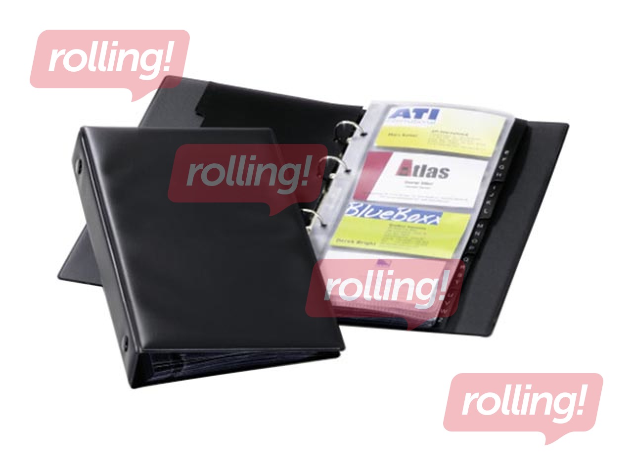 Vizītkaršu bloks Durable Visifix, 96 vizītkartēm ar alfabētisko sadalītāju, melns