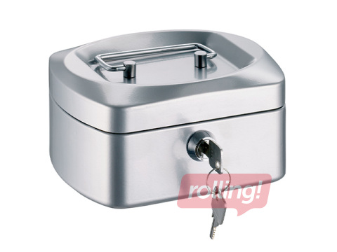 Naudas kaste Alco, metāla, sudraba, 155x80x120mm