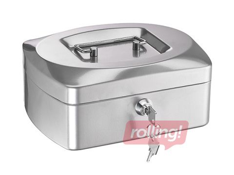 Naudas kaste Alco, metāla, sudraba, 205x85x160mm