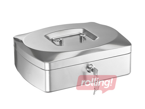 Naudas kaste Alco, metāla, sudraba, 255x90x200mm