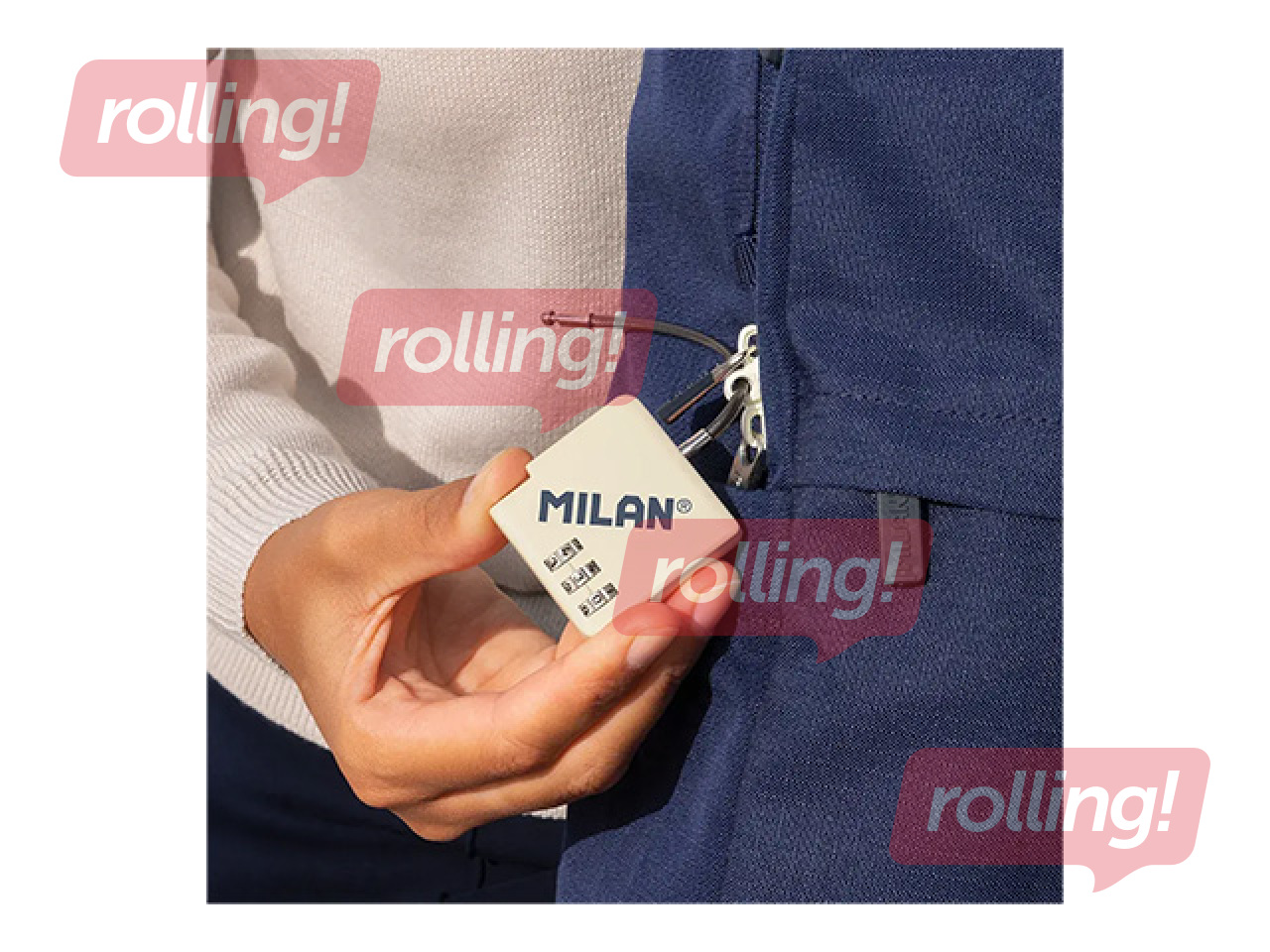 Atslēgu piekariņš ar kodu, bēšs, 6.5x6.8x0.9cm