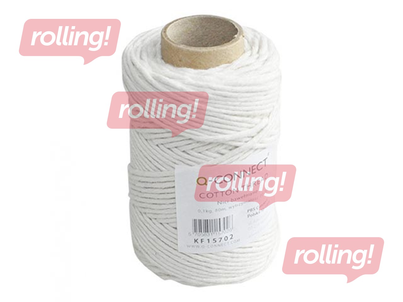 Kokvilnas diegs Q-Connect, vaskots, balts, 80m