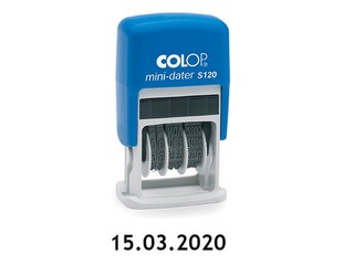 Datumzīmogs Colop S120, ar cipariem, zila tinte