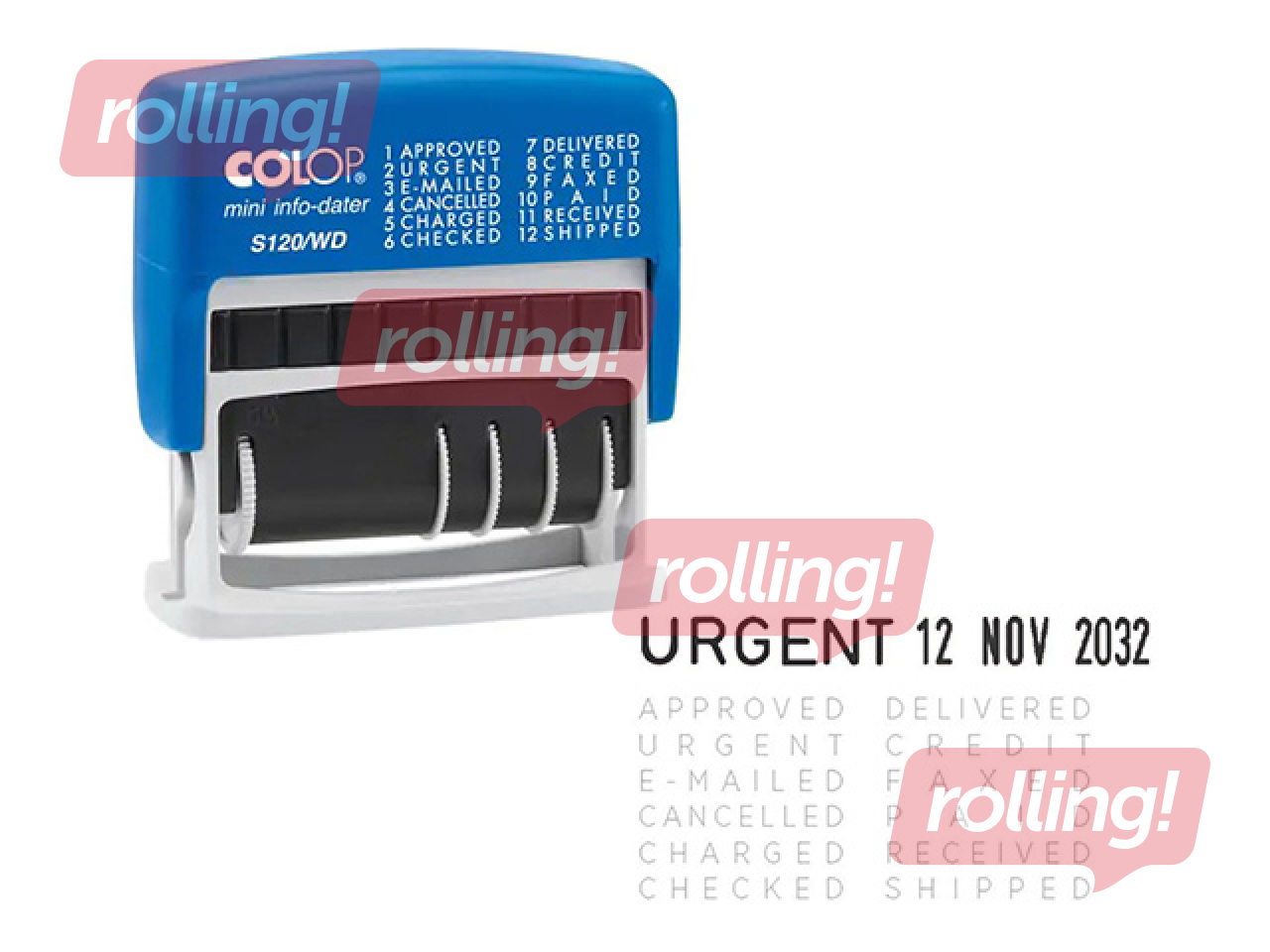 Date stamp Colop S120/WD, with text (ENG), black ink