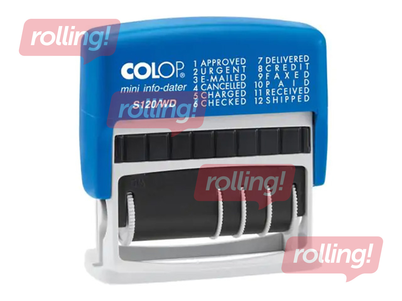 Datumzīmogs Colop S120/WD, ar tekstu (ENG), melna tinte