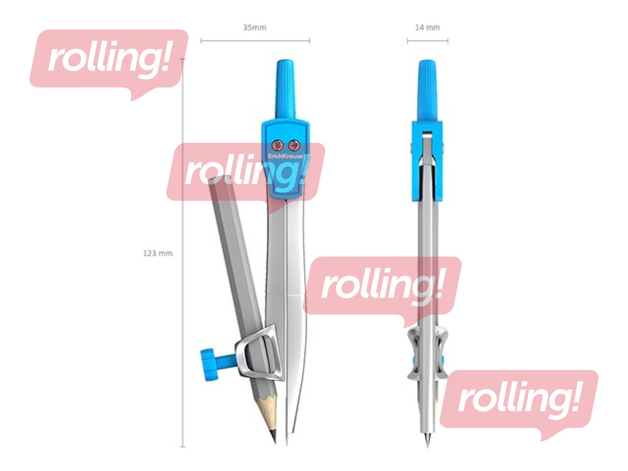 Cirkulis ar zīmuli ErichKrause, 123 mm, dažādas korpusa krāsas