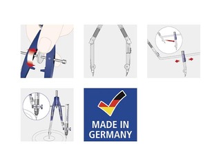 Cirkulis ar zīmuļa turētājiem un lineālu Staedtler Noris 550 01/02, zils