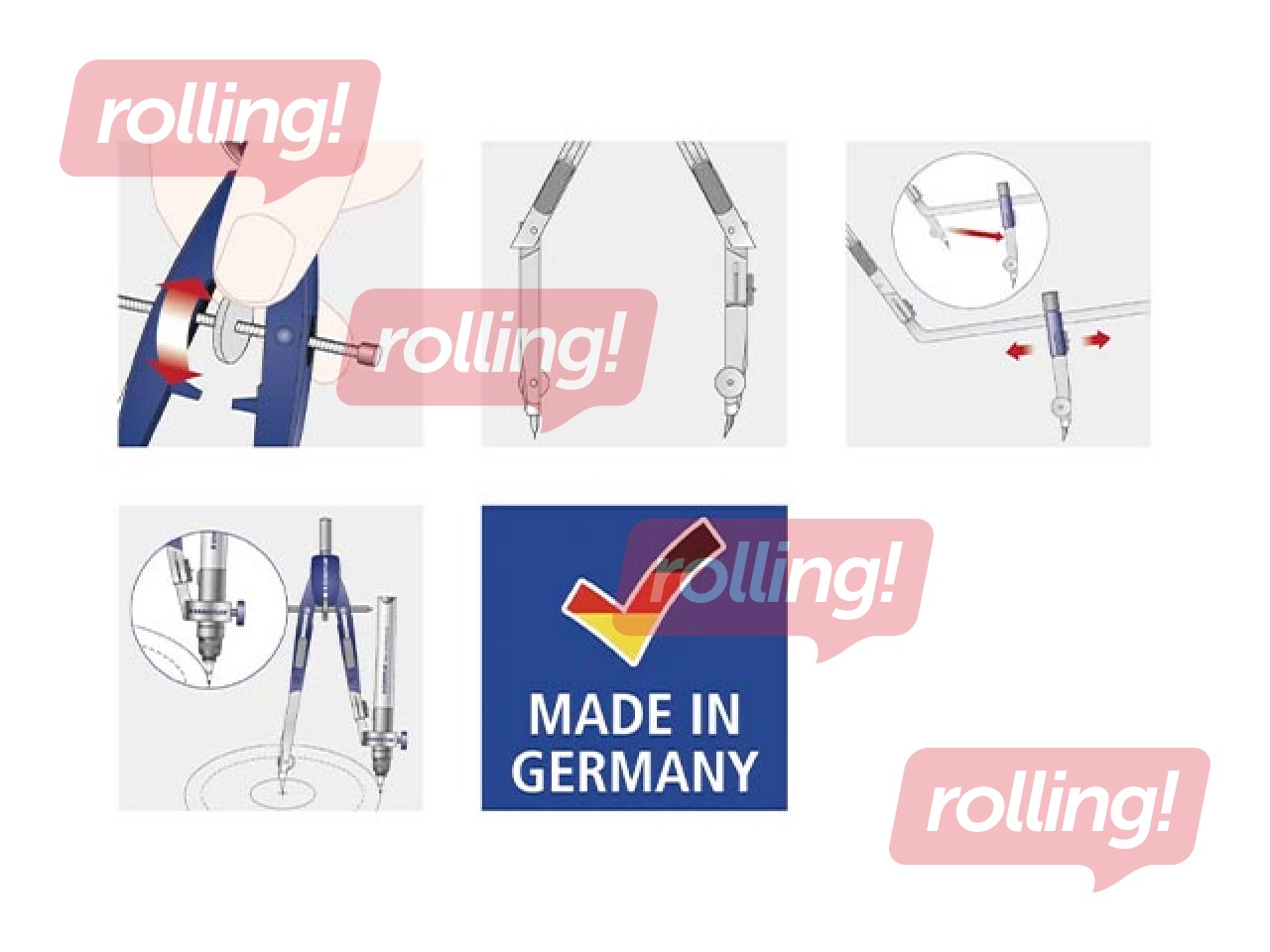 Cirkulis ar zīmuļa turētājiem un lineālu Staedtler Noris 550 01/02, zils
