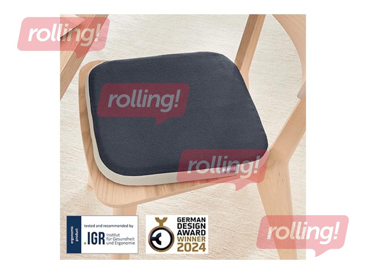 Krēsla paliktnis Leitz Ergo Active Wobble, ar auduma pārklāju, pelēks