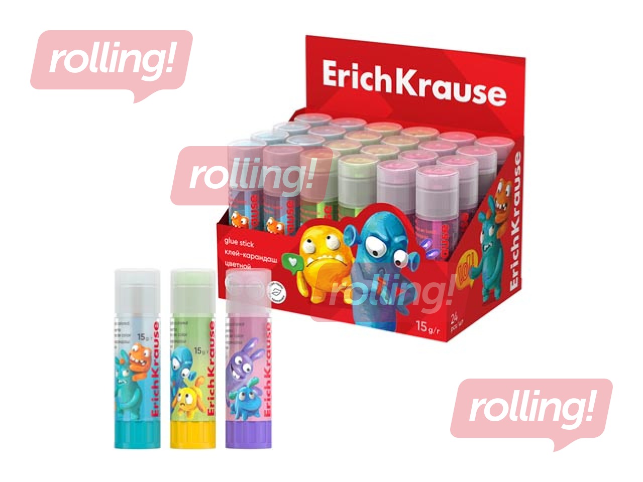 Līmes zīmulis ErichKrause, EasyStick, Jolly Friends, 15g