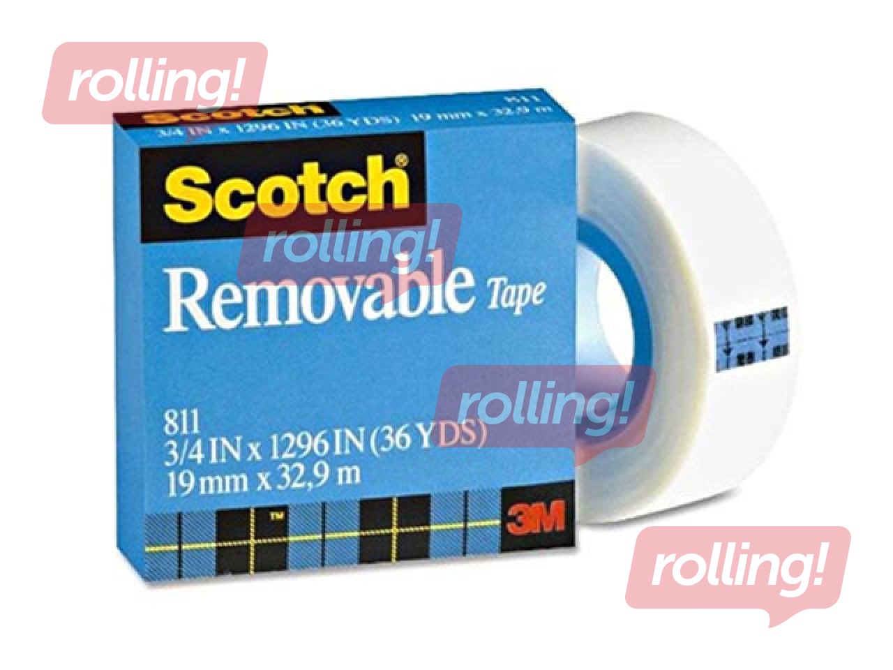 Līmlente 3M Scotch Removable 811,19mm x 33 m,1 gab., pārlīmējama