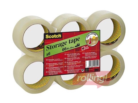 Līmlente 3M Scotch Storage Low-noise iepakošanas līmlente caurspīdīga, 50mm x 66m