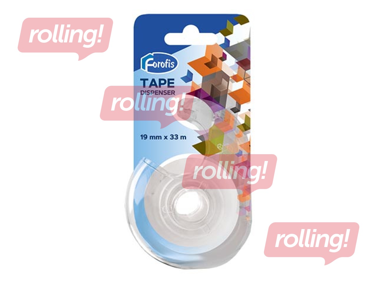 Līmlente ar turētāju Forofis, caurspīdīga, 19mm x 33m