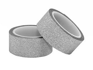 Glitter tape self-adhesive 15mm x 3m, silver, 2 pcs.