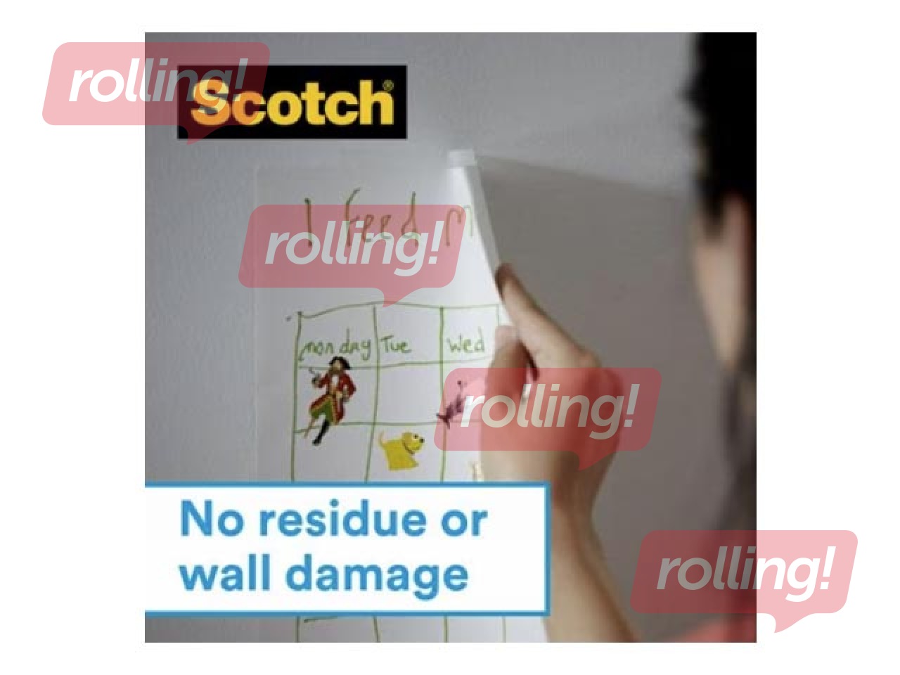 Līmlente ar turētāju 3M Scotch Removable, 19mm x 16.5m