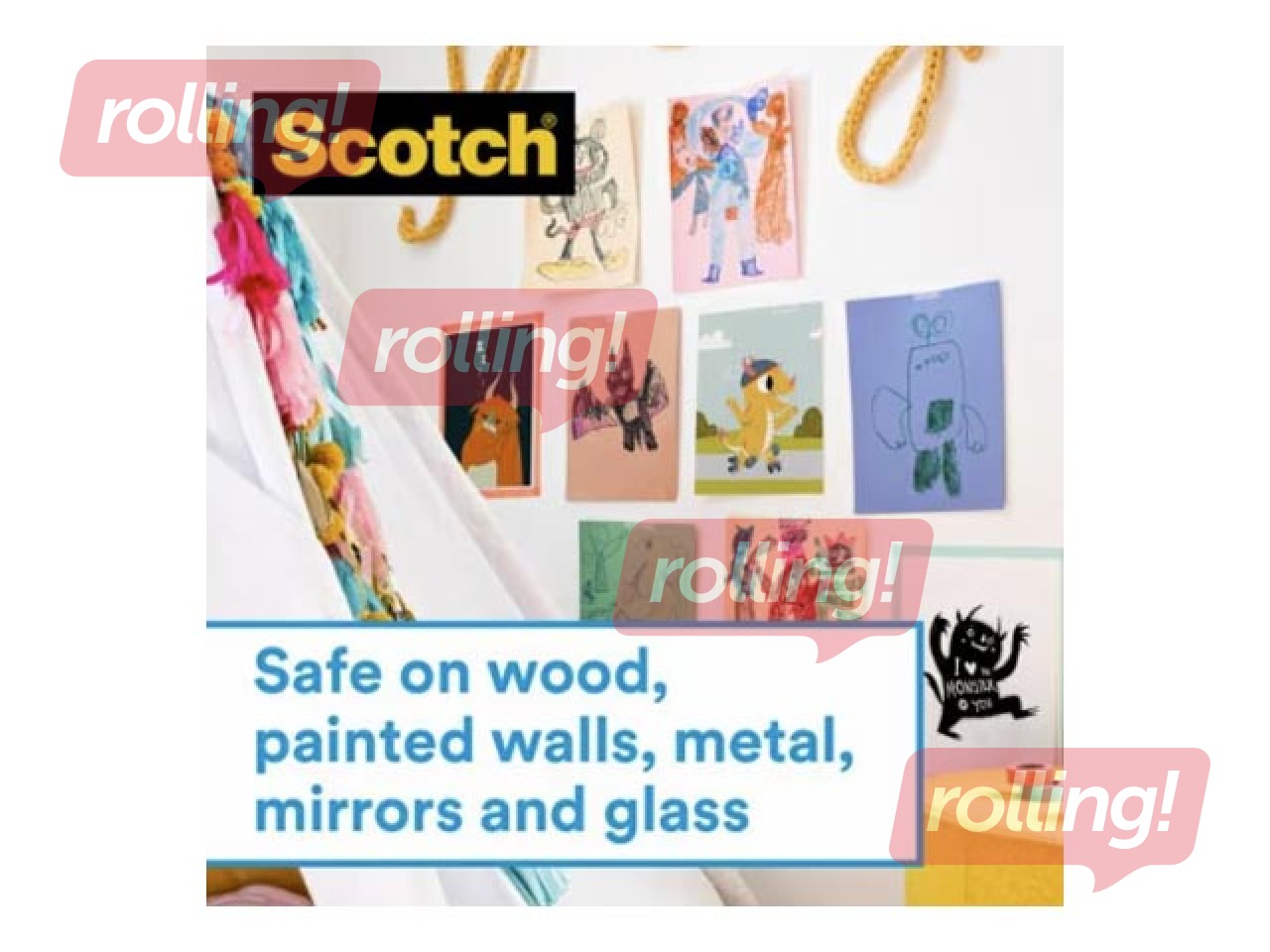 Līmlente ar turētāju 3M Scotch Removable, 19mm x 16.5m