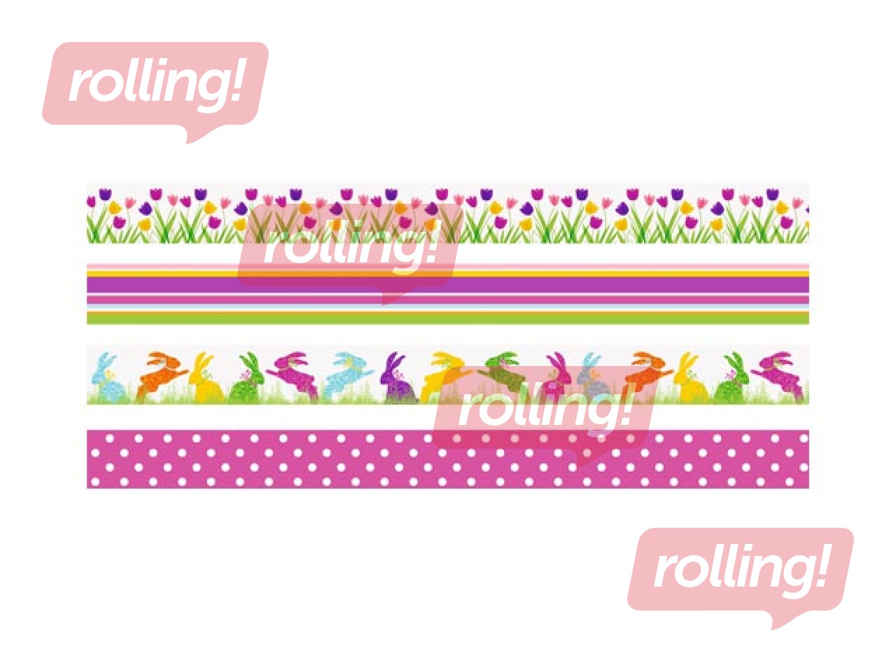 Līmlente Heyda, Spring, Tulips, papīra, dažādas krāsas, 15mm x 5m