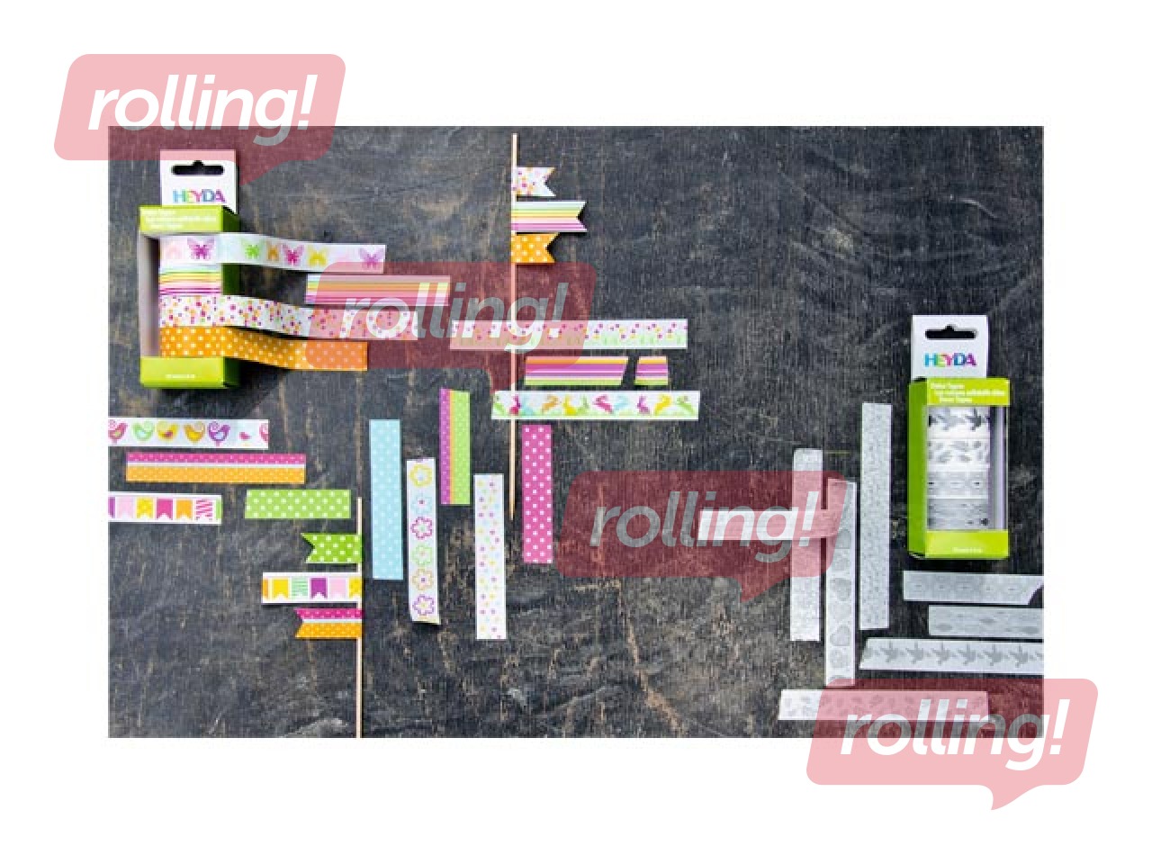 Līmlente Heyda, Spring, Tulips, papīra, dažādas krāsas, 15mm x 5m