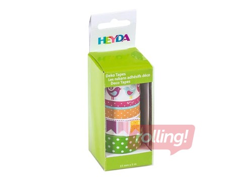 Adhesive tape Heyda, Spring, Birds, paper, assorted colors, 15mm x 5m