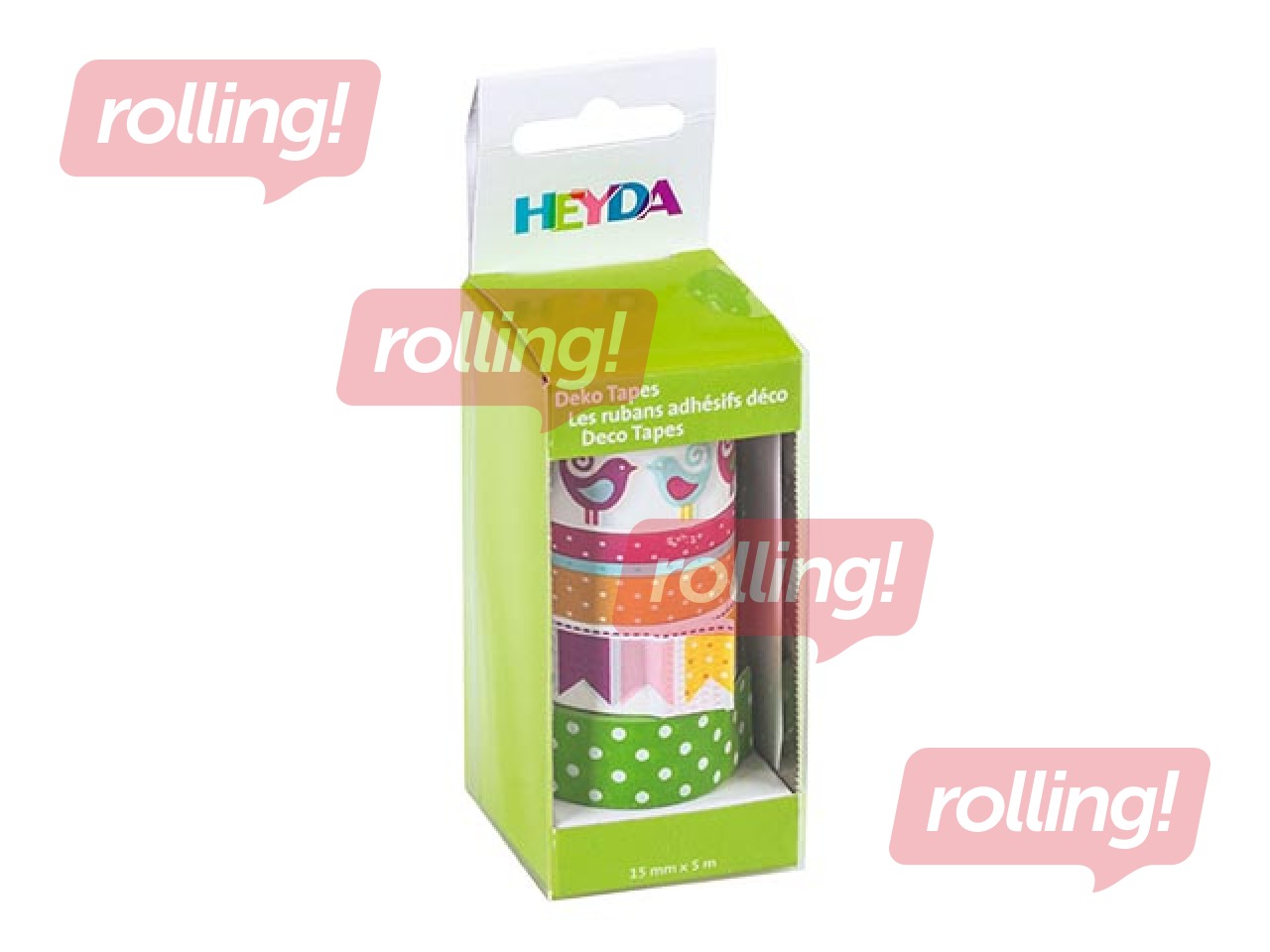 Adhesive tape Heyda, Spring, Birds, paper, assorted colors, 15mm x 5m
