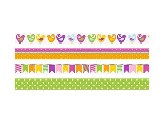 Adhesive tape Heyda, Spring, Birds, paper, assorted colors, 15mm x 5m