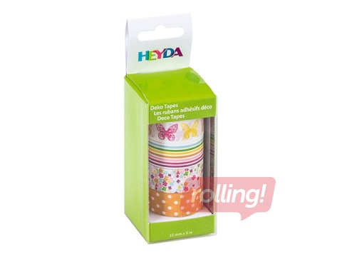 Adhesive tape Heyda, Spring, Butterflies, paper, assorted colors, 15mm x 5m