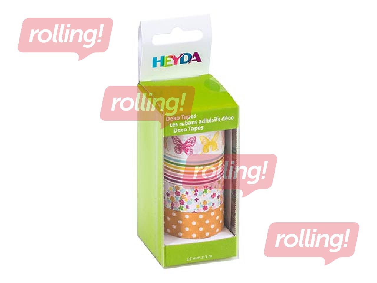 Adhesive tape Heyda, Spring, Butterflies, paper, assorted colors, 15mm x 5m