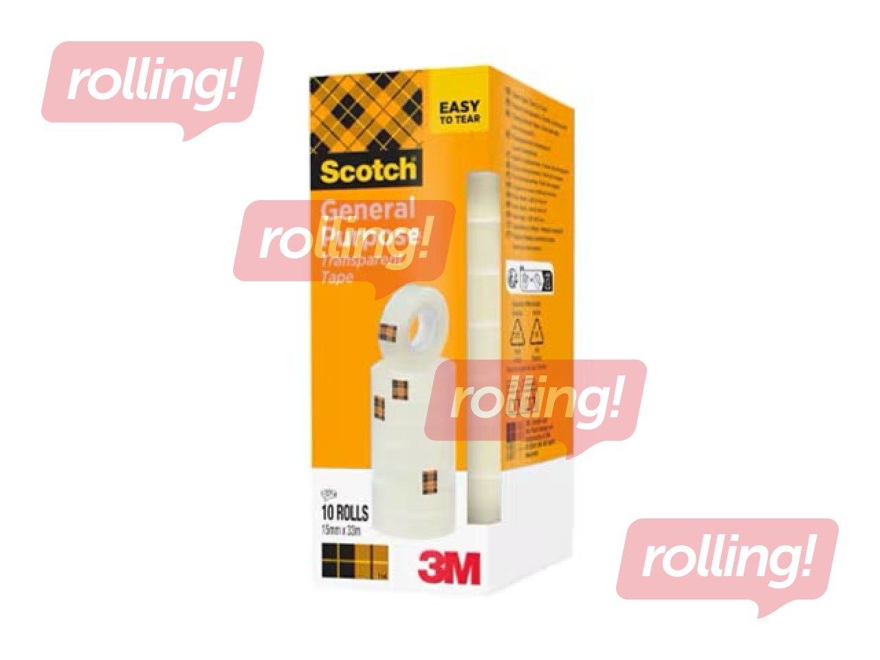 Teip 3M Scotch 508, 15mmx33m, läbipaistev, 10 tk